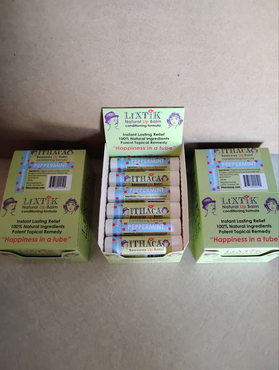 Ithaca Beeswax Lip Balm - buy 3 boxes of 18 tubes each box