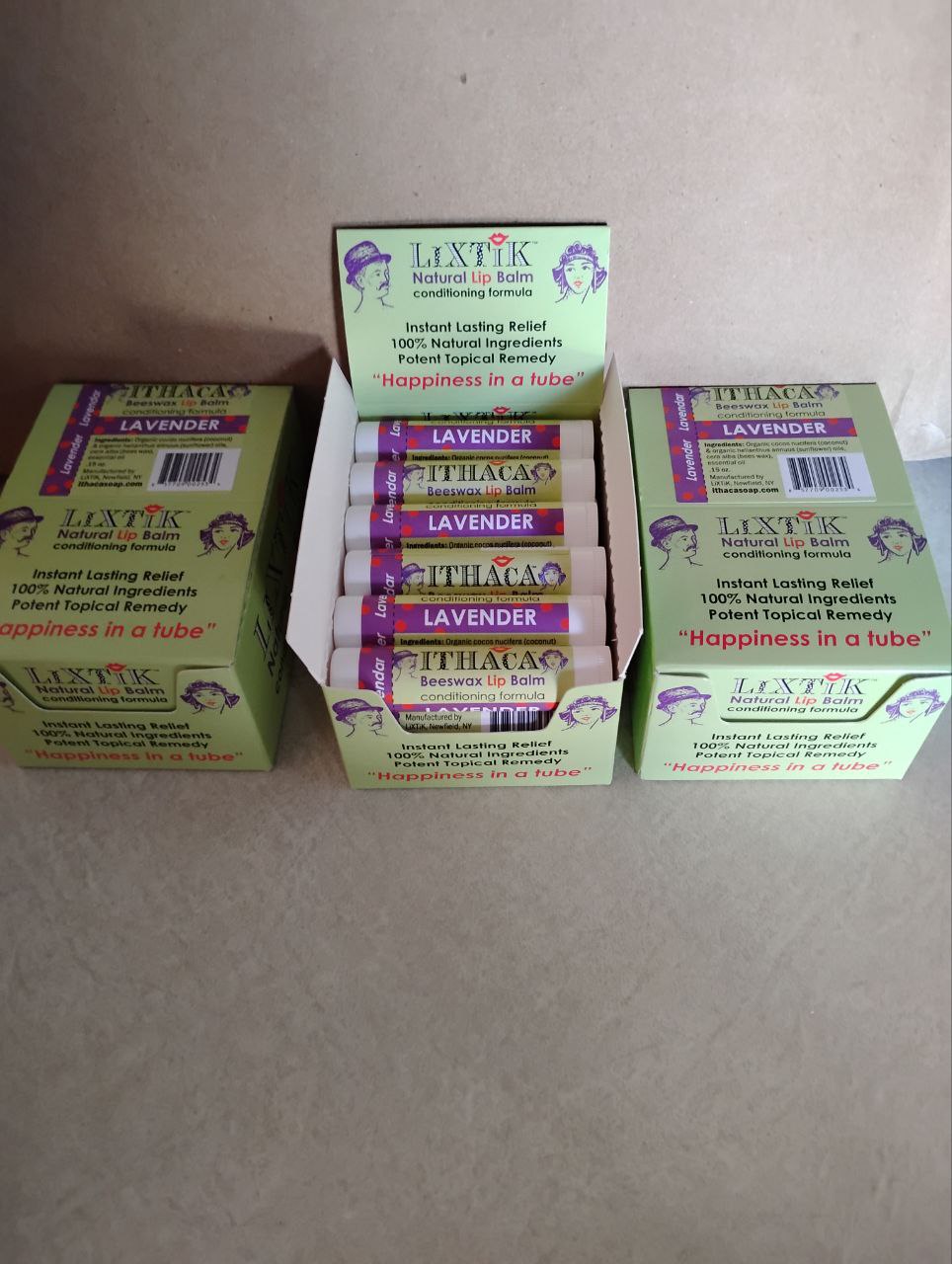 Ithaca Beeswax Lip Balm - buy 3 boxes of 18 tubes each box